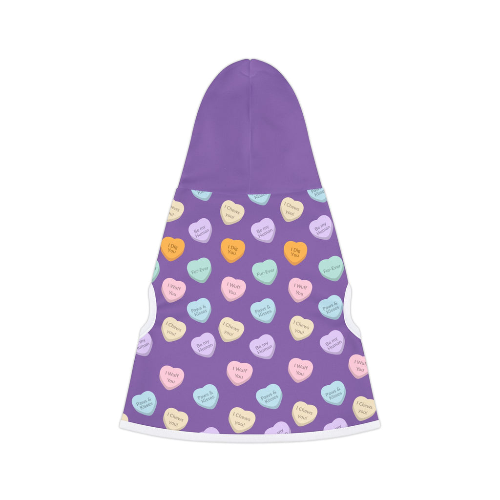 Conversation Heart Pattern Pet Hoodie | Candy Hearts Valentines Dog Hoodie