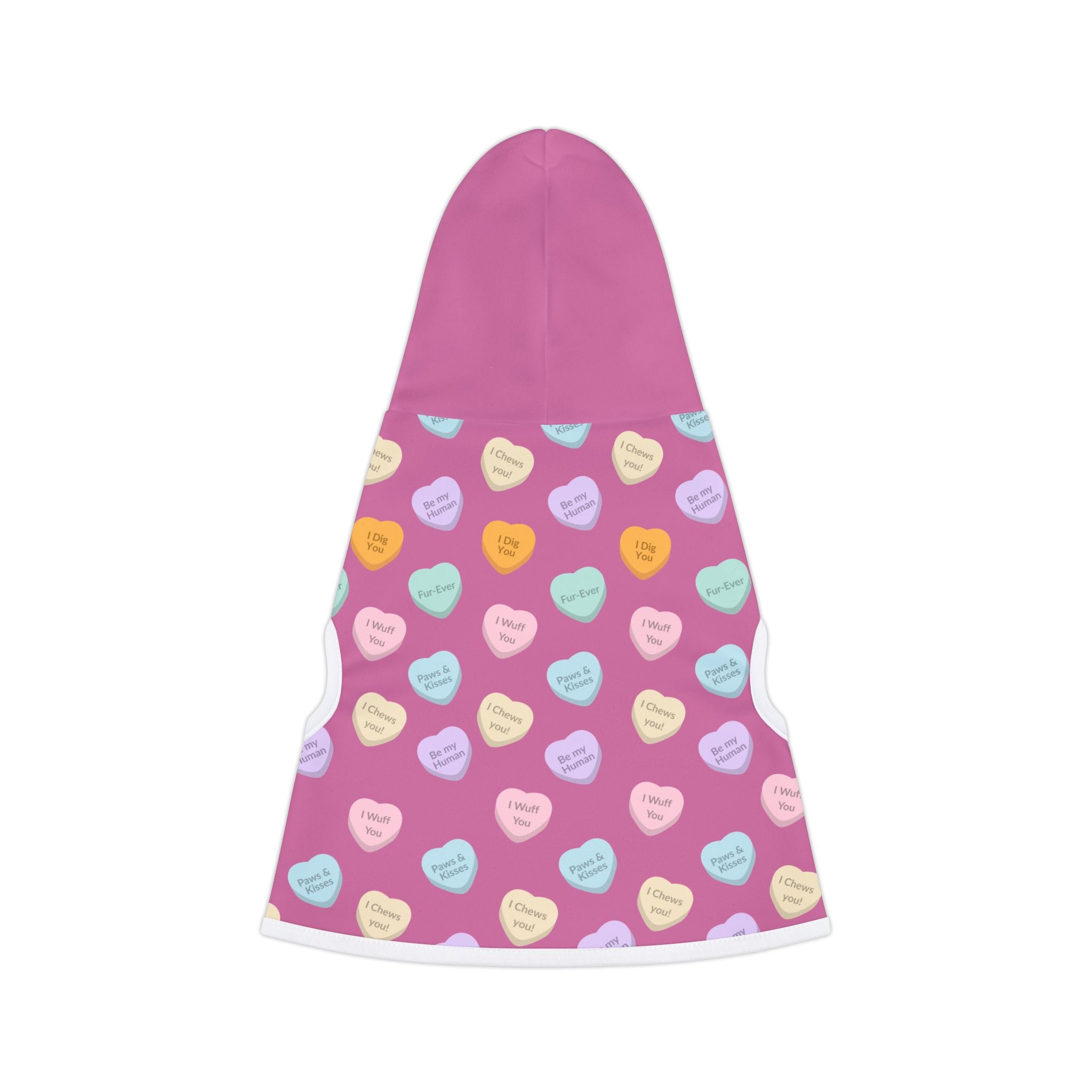 Copy of Conversation Heart Pattern Pet Hoodie | Candy Hearts Valentines Dog Hoodie
