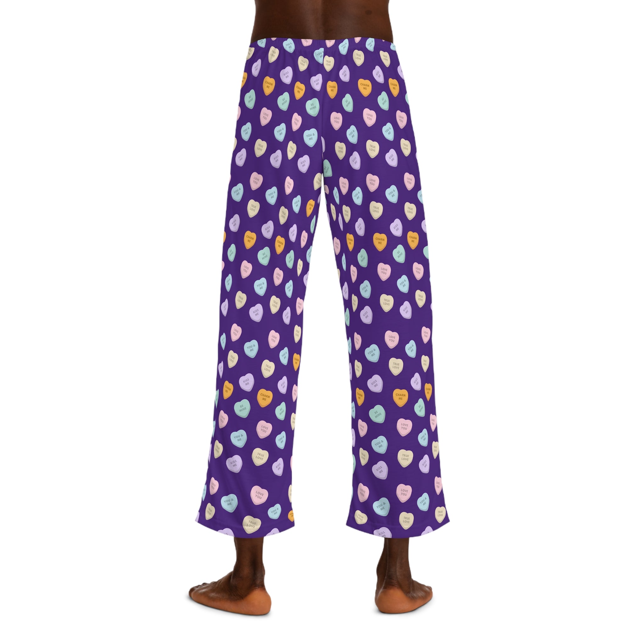 Conversation Heart Pattern Pajama Pants | Purple Allover Print